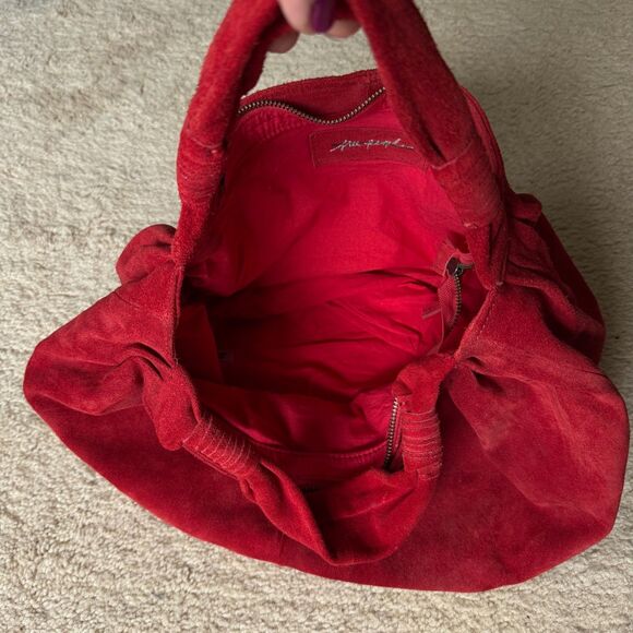 Free People Wild Suede Hobo Tote Red - Picture 6 of 9
